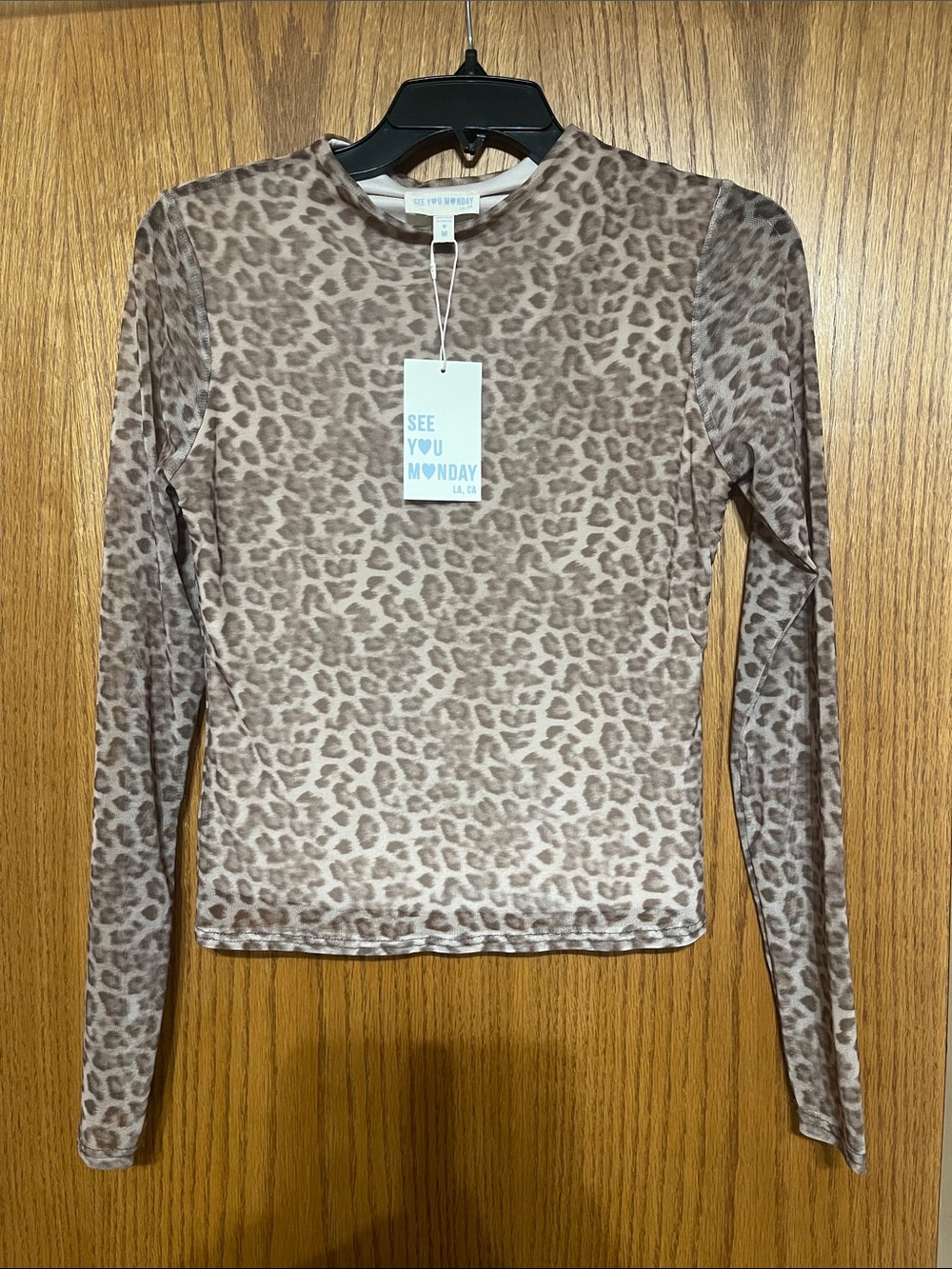 See You Monday Brown Neutral Leopard Long Sleeve Tee